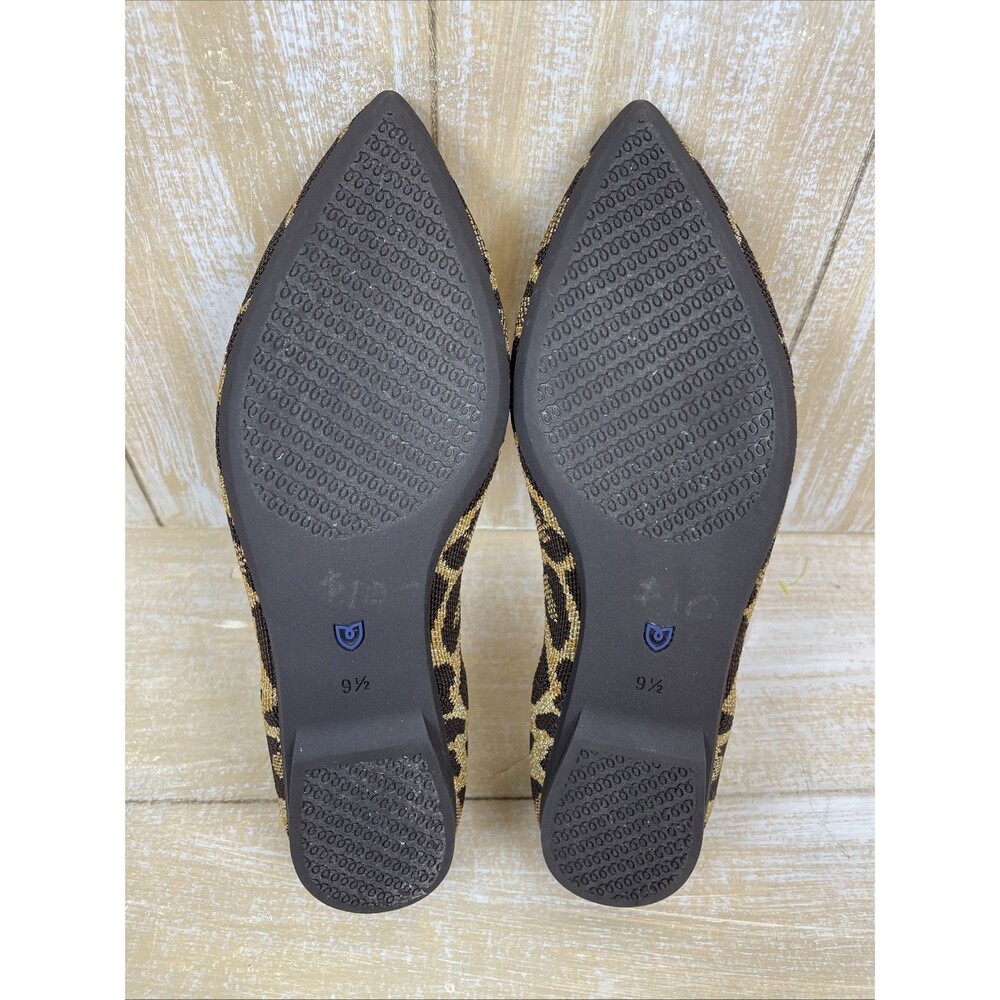 Rothy's The Point II Metallic Cat Leopard Print Slip On Flat Shoes Size 9.5 - Picture 9 of 10
